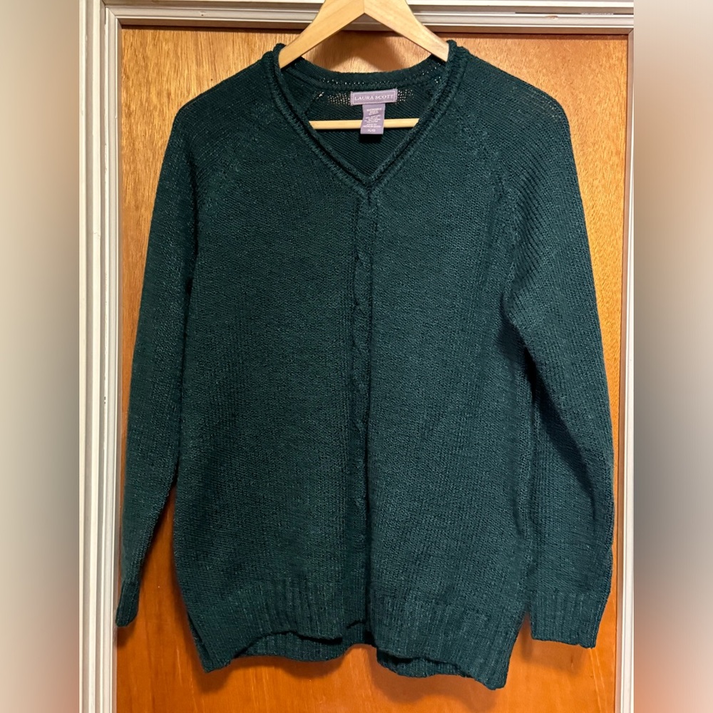 Laura Scott Teal V Neck Sweater Sz XL